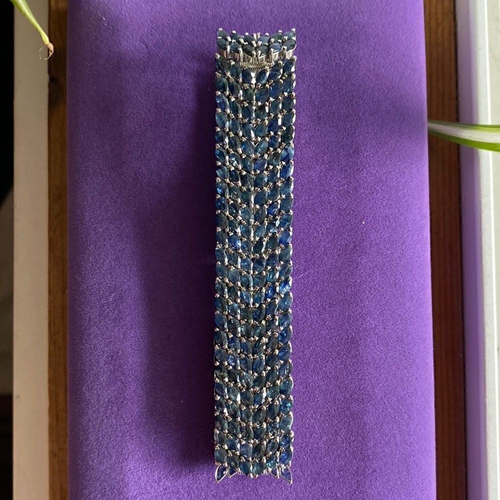 💛 Handmade 925 Blue Marquise Sapphire Bracelet | Regency Core Luxury